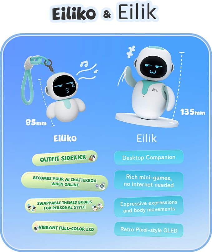 Image of Eiliko Smart Robot Portable Emotional Interaction Companion Robots Mini Eilik Ai Chat Robot Long Bat