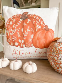 SALE! Autumn Leaves & Pumpkins Please Cushion