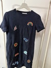ZARA PATCHWORK DRESS NAVY
