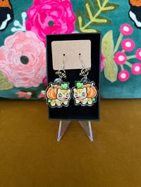 Image 3 of Pumpkasaur Acrylic Earrings