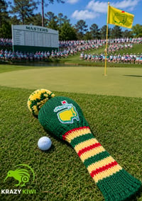 Image 2 of The Masters PGA custom Golf Club Cover hand knit logo fan  gift