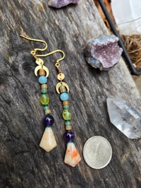 Image 3 of Knotted gemstone and brass earrings 05