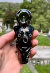 Transparent Black Body Pipe with Nipple Rings and Tattoo Decals