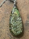 Khaki Green Teardrop Pendant Necklace