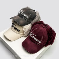 Image 1 of New Men Women Broken Style Letter Embroidery Baseball Hats Sunshade Distress Warm Outdoor Bomber Cap