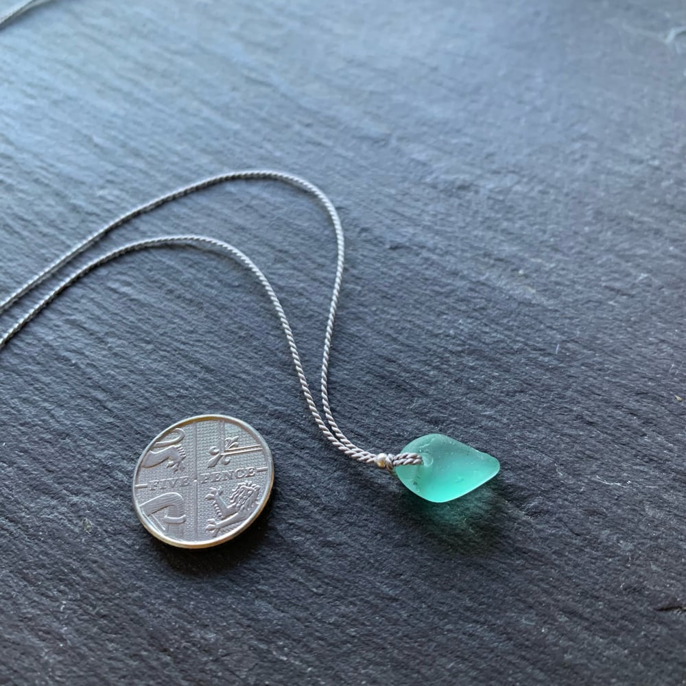 Image of Tiny aqua sea glass necklace or bracelet