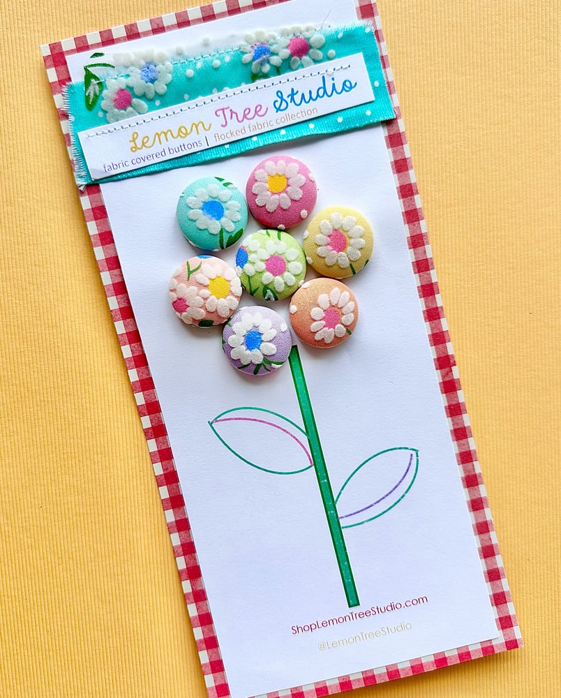 Image of Fabric Covered Buttons - Flocked Fabric Collection 
