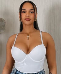 Elegant Cup White Bodysuit 