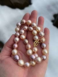 Image 4 of Freshwater Edison Pearl Necklace Bamboo 18k 