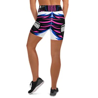 Image 3 of BOSSFITTED White Neon Pink and Blue Yoga Shorts
