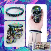 Image 1 of Teal Bar Bead Bangle Bracelet