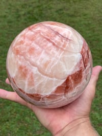Image 4 of Large Banded Calcite Crystal Sphere Statement Piece #853