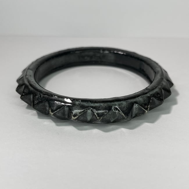 Cloudy Black Studded Bracelet - 7.40 in Inner Diameter