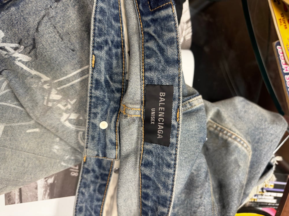 Image of Balenciaga 2023 Graffiti Denim Shorts