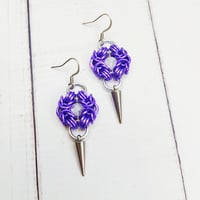 Image 2 of Crackle Agate Spiked Romanov Earrings