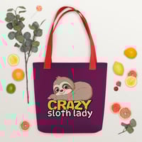 Image 1 of Crazy Sloth Lady Tote Bag For Sloth Fans