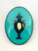 Image of Urn Oval Aqua/Black/Gold leaf 20cm
