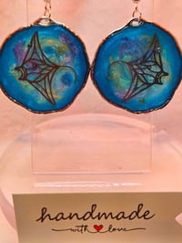 Image 4 of Handcrafted Resin Manta Ray Earrings 