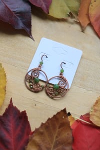 Image 4 of Woven Copper + Crystal Hoops