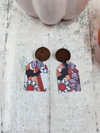 Image 3 of Wooden Batty Faux Leather Earrings