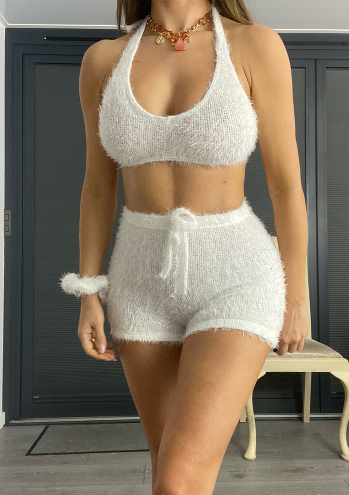 Image of Fluffy Knit Coquette Shorts Co-Ord