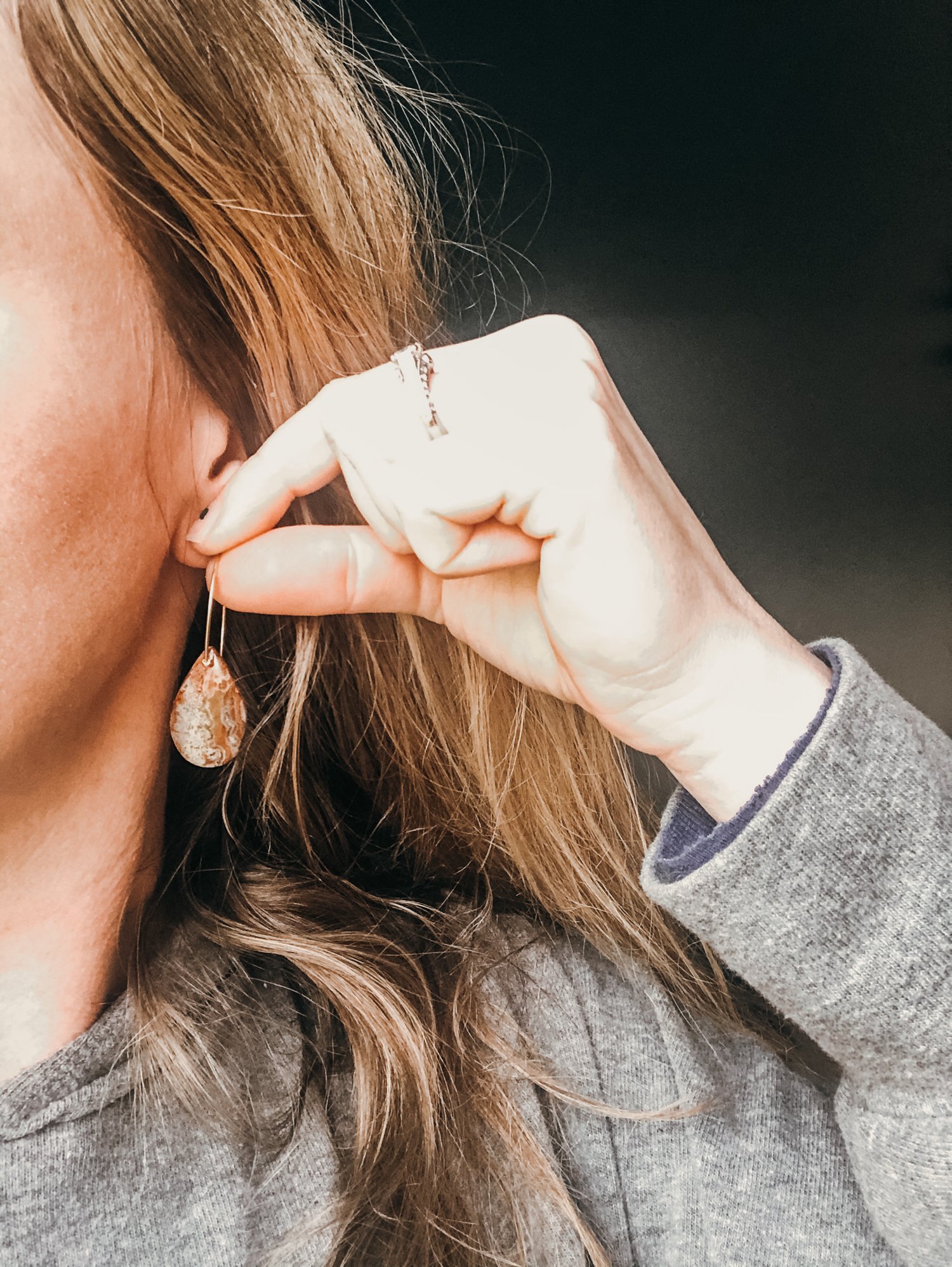 Image of OOAK Crazy Lace Agate Teardrop Dangles