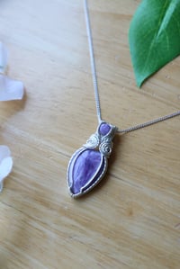 Image 1 of Double Charoite Sterling Silver Pendant