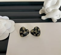 Black and Gold Heart Studs