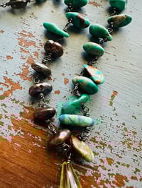 Image 17 of  turquoise petal and gemstone necklace with opal fringe pendant