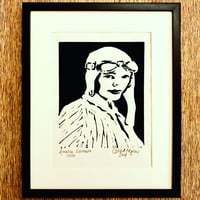 Image 1 of Amelia Earhart (Lino Print)