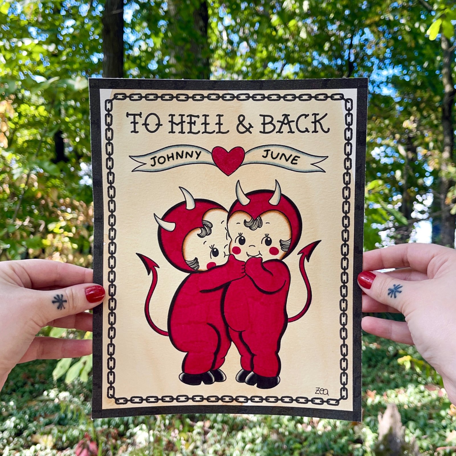 Custom Devil Kewpies Print Art by Zea Jadyn