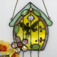 Image 3 of Iridescent Yellow Fairy Door Windchime 