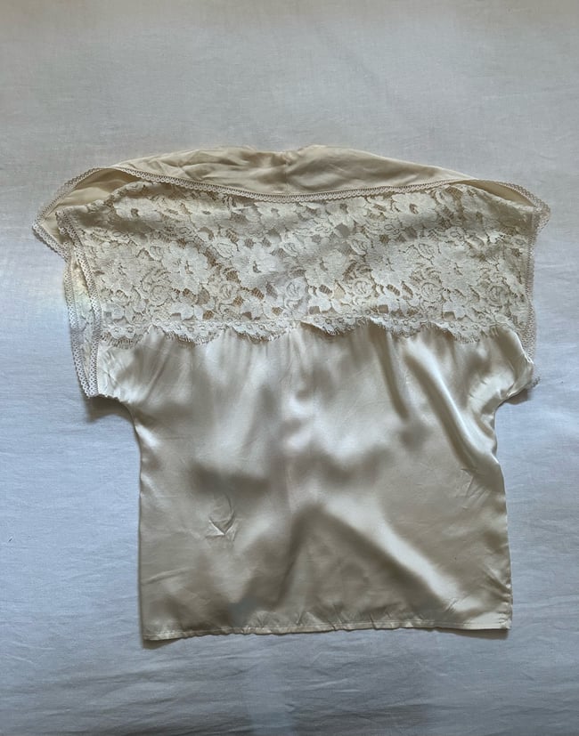 70s cream silk and lace blouse