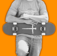 Image 3 of Three Nail Cross 8 1/4" Skateboard  Black and White 