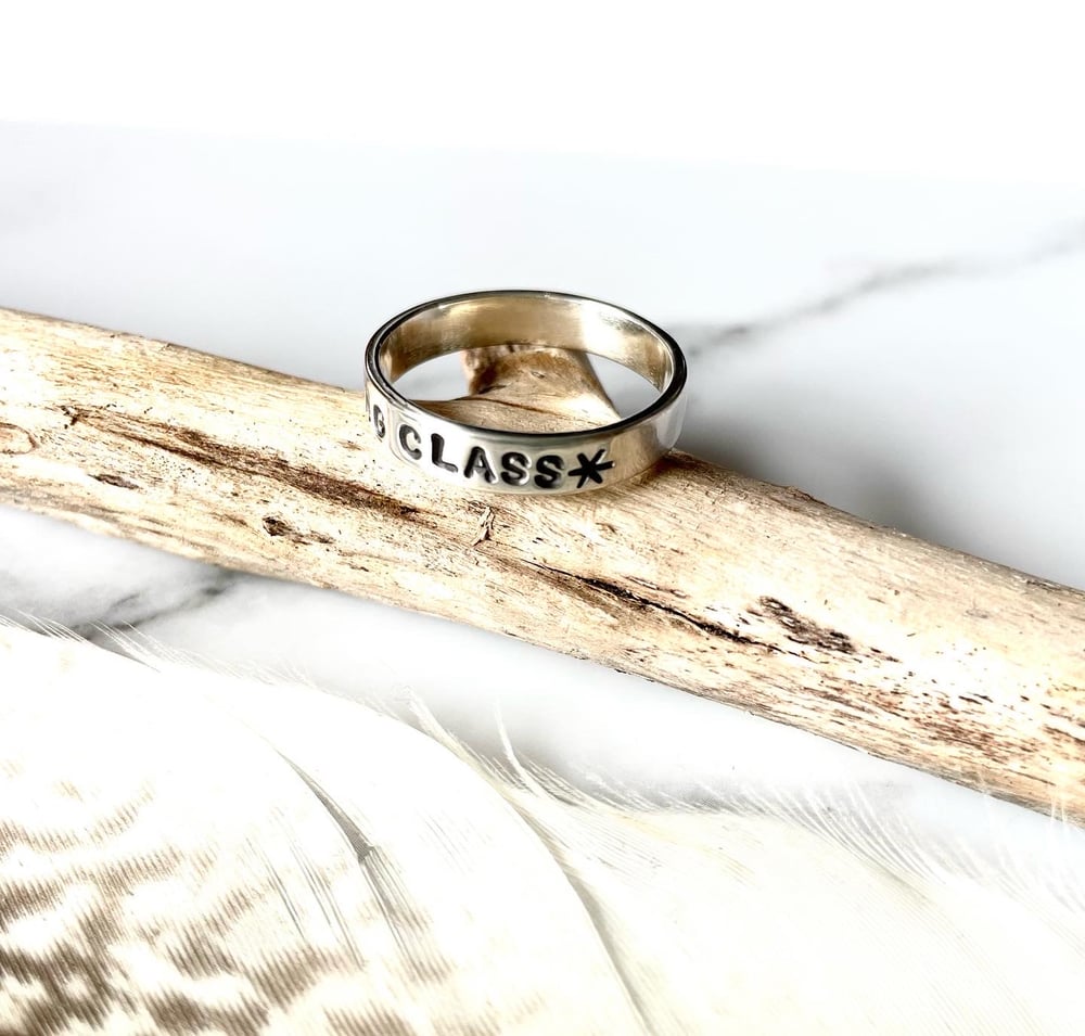 Handmade Sterling Silver 'WORKING CLASS' Stacking Ring 925