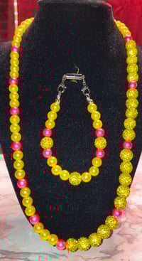 Yellow and Pink Illumination Necklace & Bracelet set