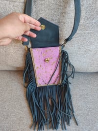 Image 3 of Fur Baby Mobile Bag purple with turquoise stone 