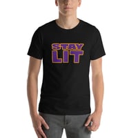Image 1 of STAY LIT PURPLE/ORANGE Short-Sleeve Unisex T-Shirt