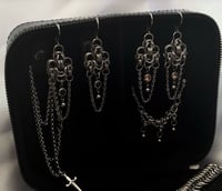 Image 1 of Fleur Hoops (Peach/Black) 