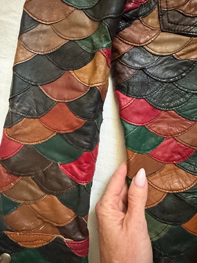 70s scaled leather jacket coat