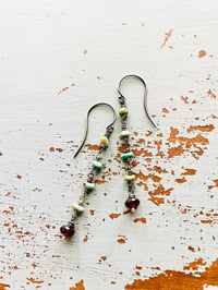 Image 3 of turquoise and garnet earrings