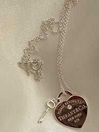 Image 3 of Diamond silver heart key necklace 