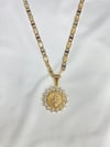 OVAL VIRGIN MARY  DIAMOND NECKLACE 