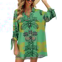 Image 1 of Women’s Button Up 3/4 Sleeve Ulu Design Shirt
