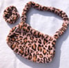 Plush leopard faux fur shoulder bag
