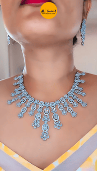 Image 3 of Gorgeous Big American Diamond Necklace Set
