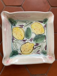 Image 2 of Square Plate, Lemons, Leaves