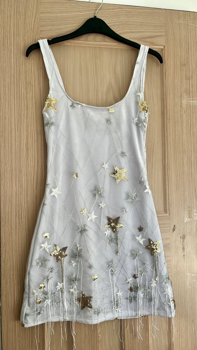 The Starry Night Dress. Star Embelleshed Grey Tulle, White Velvet Dress | ECcentric Clothing The Starry Night Dress. Star Embelleshed Grey Tulle, White Velvet Dress | ECcentric Clothing