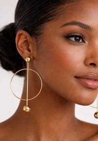 Image 1 of Raven Retro Gold Drop Earrings