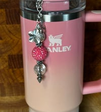 Image 3 of Pink Beaded Tumbler Straw Bauble Charm – Floral Glam Cup Accessory